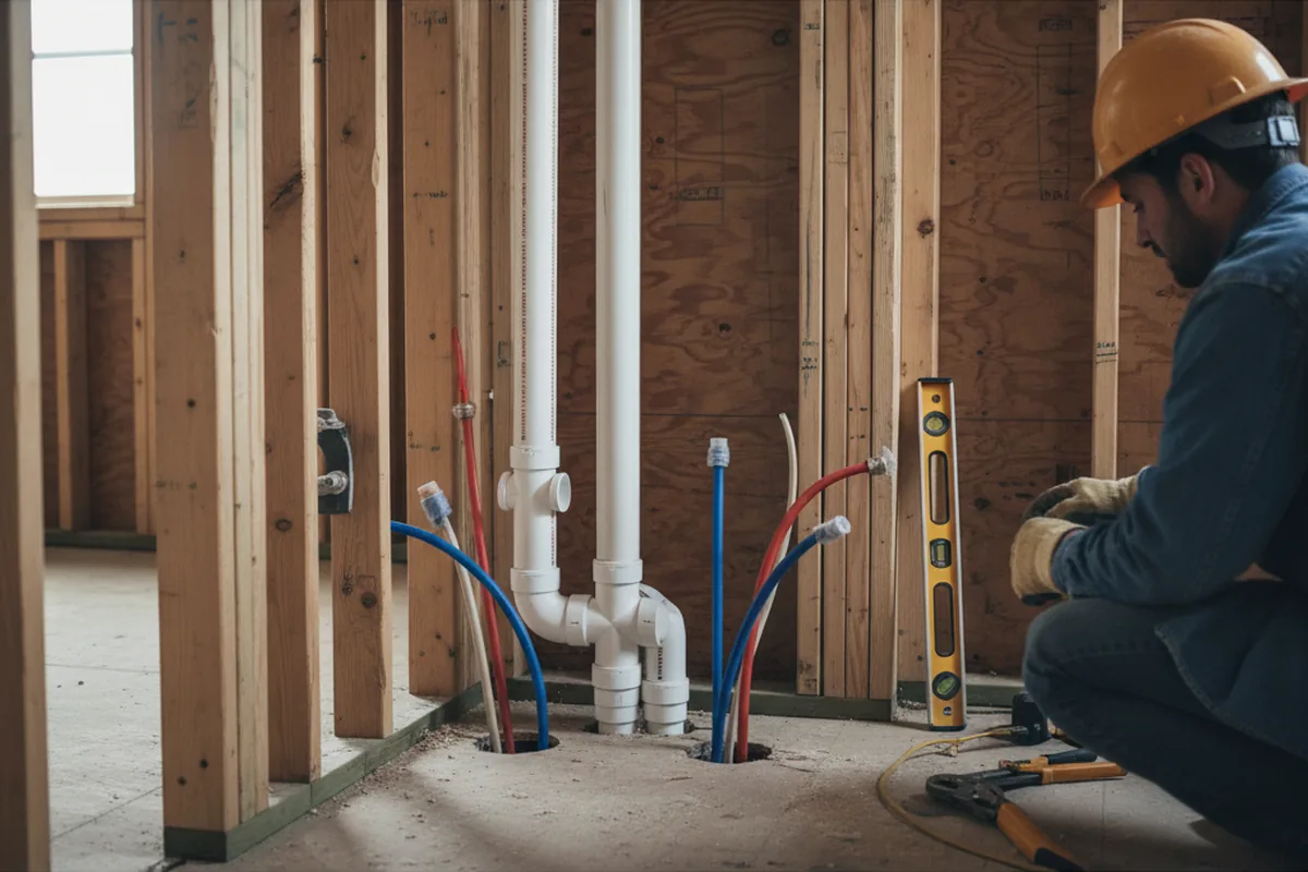 Drain and supply rough-in during Drain Cleaning in Woodlyn