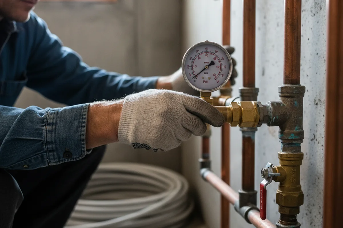 Pressure testing a repaired line during Water Line Repair in Woodlyn